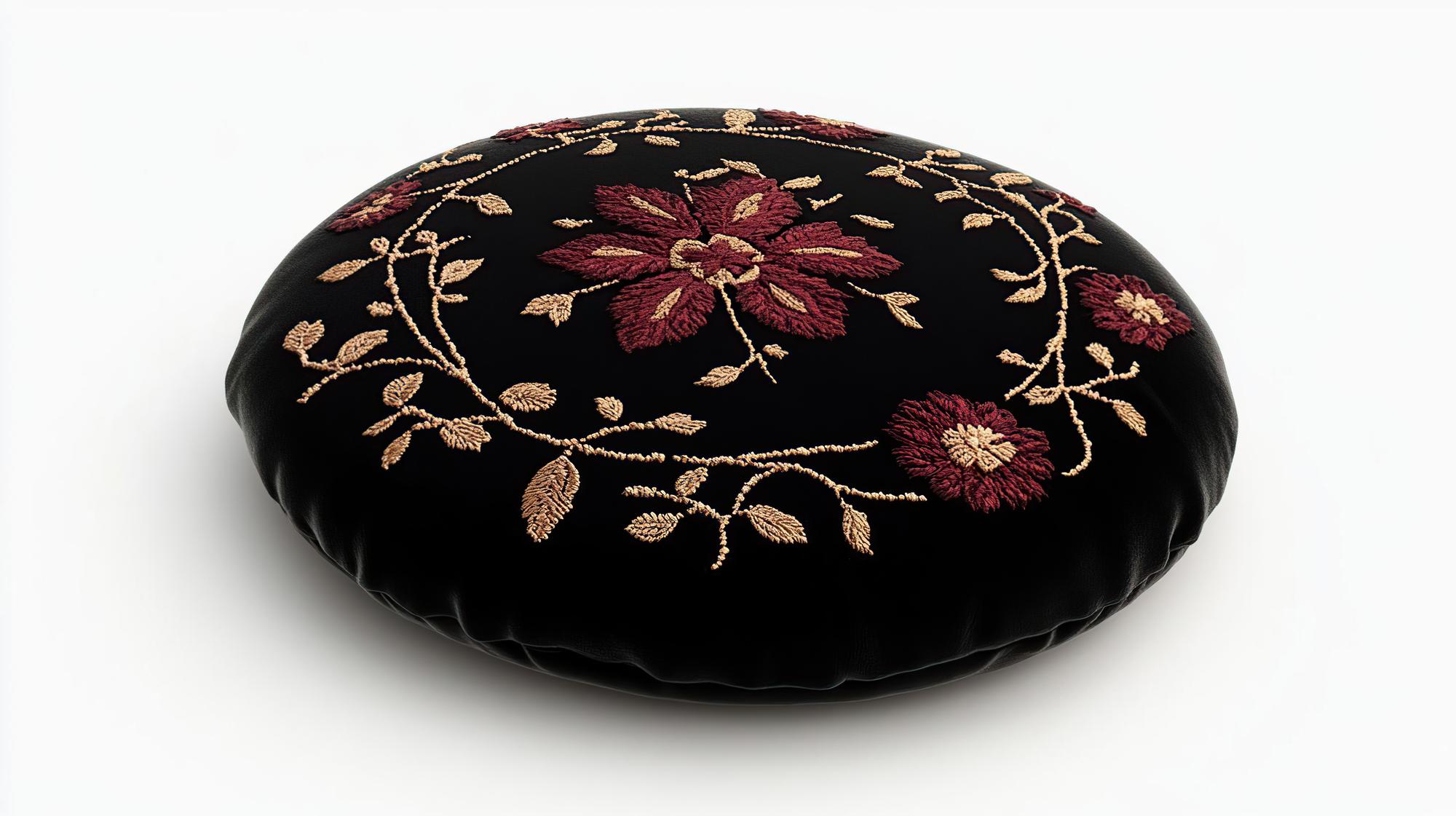 Gotowy poszewek ozdobiony haftem w eleganckim wnętrzu